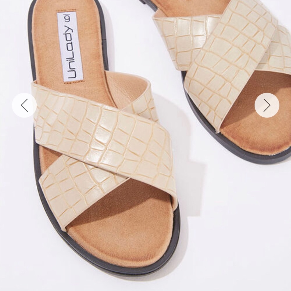 Faux Croc Crisscross Sandals